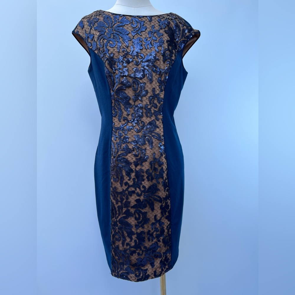 JS COLLECTIONS SLEEVELESS SEQUIN DRESS